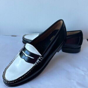 NEW GH BASS Whitney Weejuns Black/White Leather Loafers Size 6